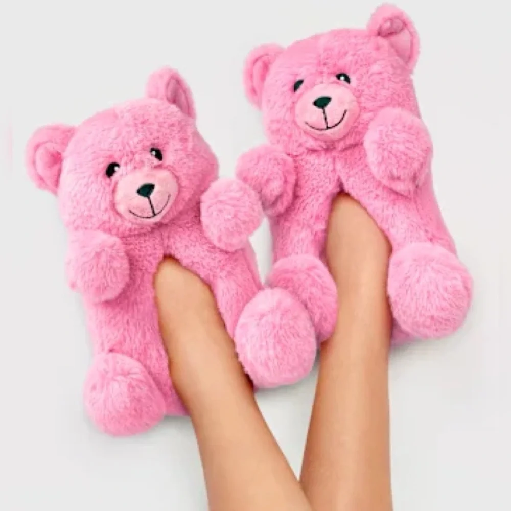 NWT! Children's Place | Girls Pink Plush Bear Slippers 🧸